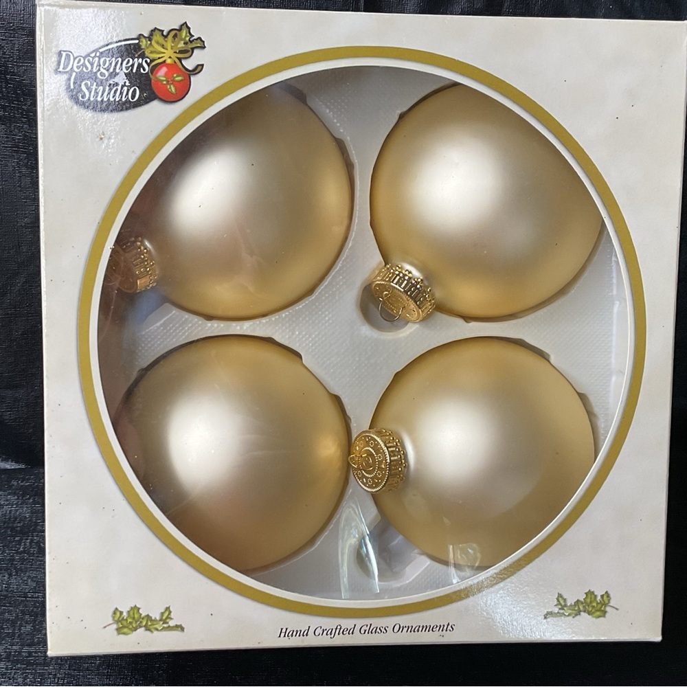 Designers Studio 4 Hand Crafted Glass Gold
Ornaments - With Box